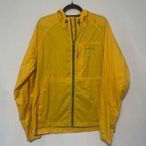 Eddie Bauer LIKE NEW men's L packable vented hooded wind breaker jacket
